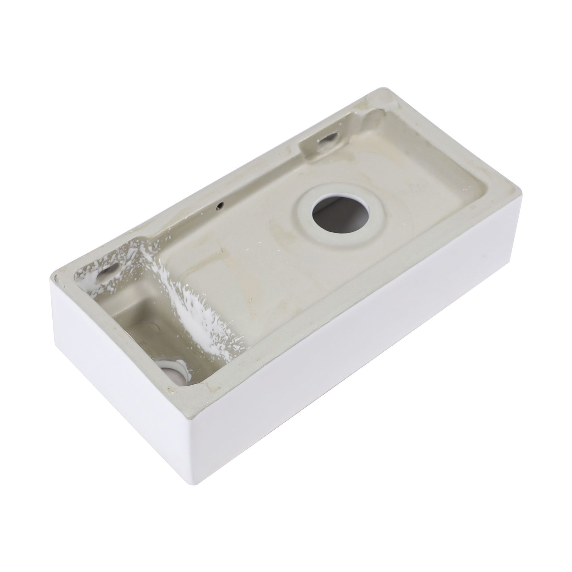 14.57x7.28 Inch White Ceramic Rectangle Wall Mount Bathroom Sink with Single Faucet Hole image 10