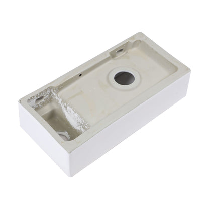14.57x7.28 Inch White Ceramic Rectangle Wall Mount Bathroom Sink with Single Faucet Hole image 10