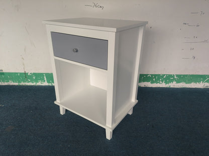 26.77''H Wooden Nightstand with One Drawer One Shelf for Kids, Adults,Gray+Silver handle image 9