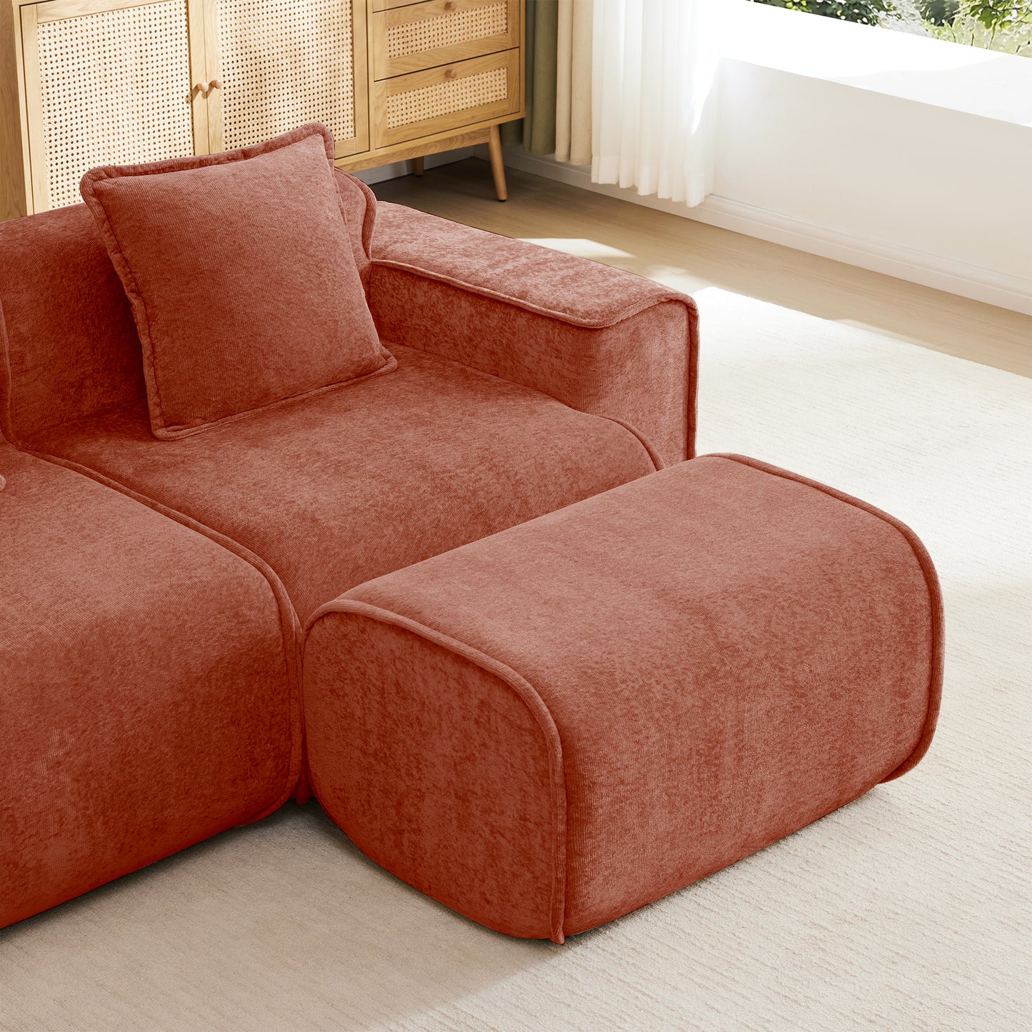 Harrison Ottoman Velvet-Red image 2