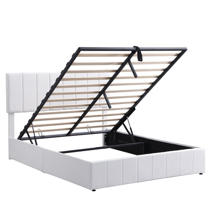 Queen size Upholstered Platform bed with a Hydraulic Storage System - White(OLD SKU: LP000211AAK) image 4