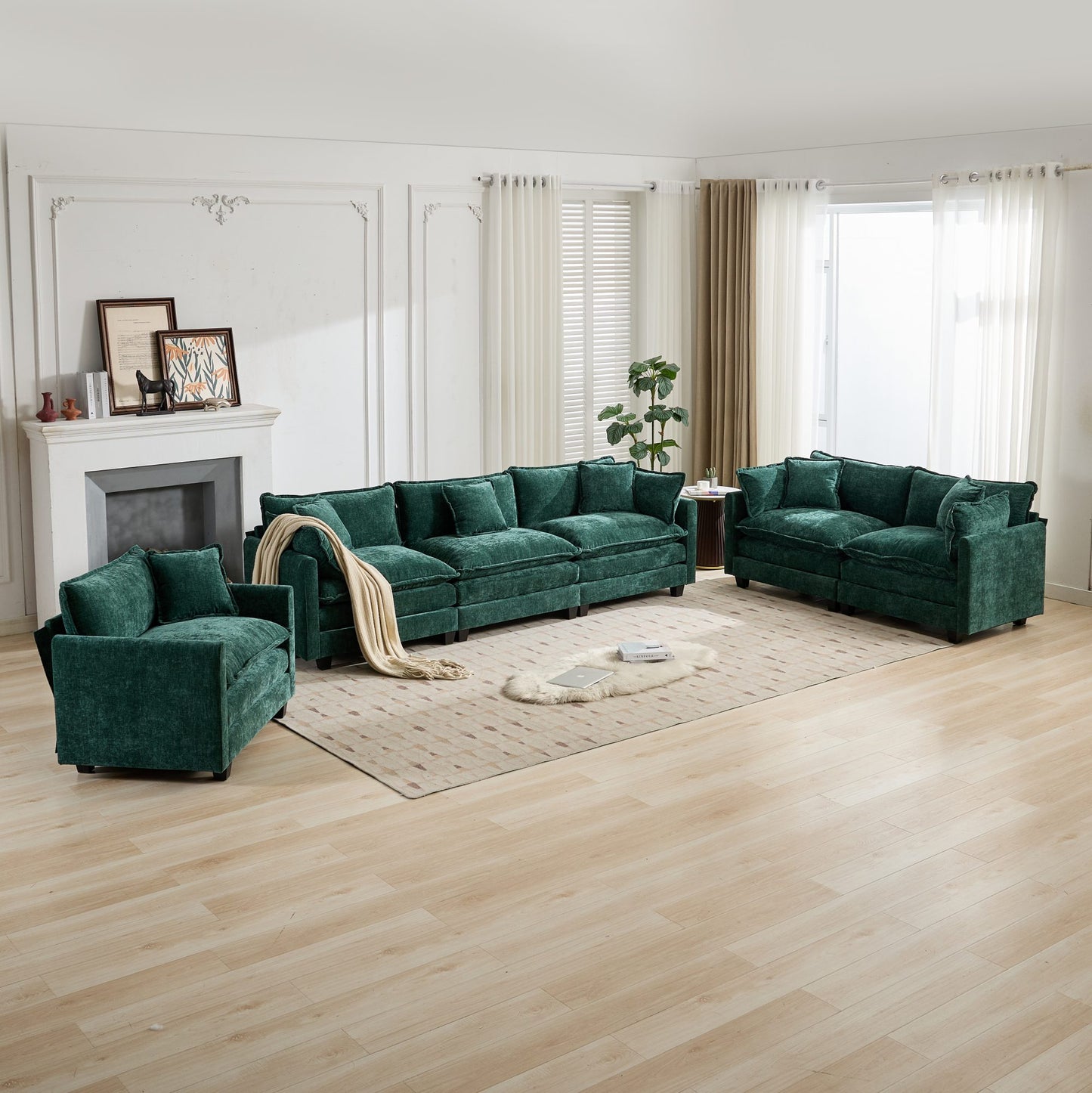 Cloud Sofa one Seat (Armrests are not included), Modern Sectional Couch, for Living Room Bedroom and Apartment, Comfy Double Layer Upholstered Seat Cushion, Breathable Chenille Fabric, Green image 8