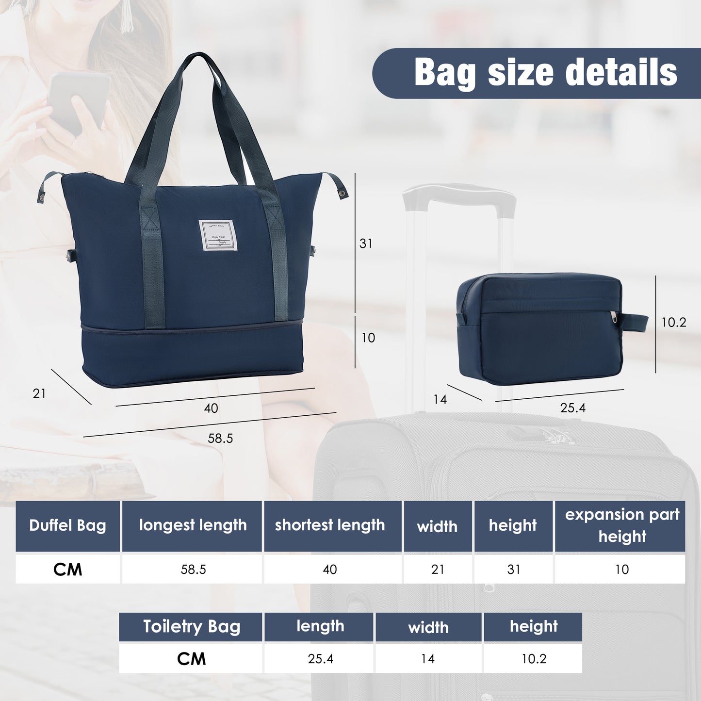 Softside Luggage Expandable 3 Piece Set Suitcase with Duffel Bag Upright Spinner Softshell Lightweight Luggage Travel Set-22/26/30 IN image 4