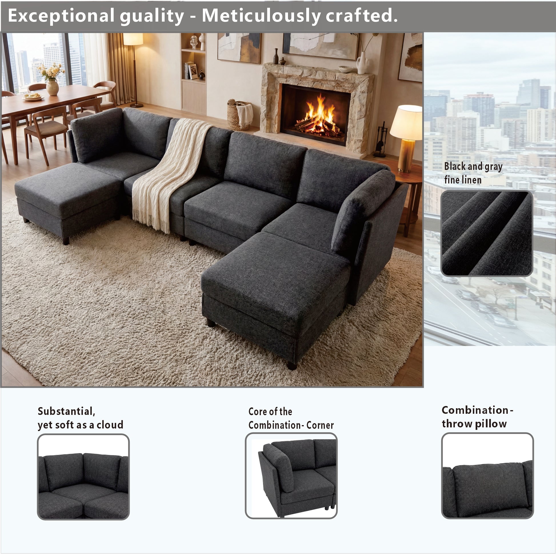 Modern Modular Corner Sofa - Freely Configurable with image 3