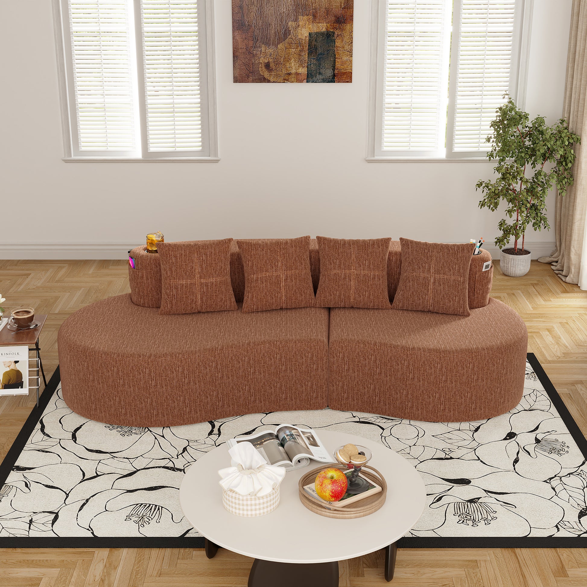 Modern Curved Sectional 3 Seat Minimalist Elegant Half Moon Sofa Compressed Modular Sectional Sofa for Living Room, Office, Apartment image 9
