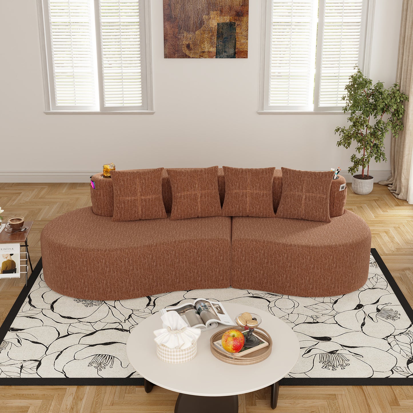 Modern Curved Sectional 3 Seat Minimalist Elegant Half Moon Sofa Compressed Modular Sectional Sofa for Living Room, Office, Apartment image 9