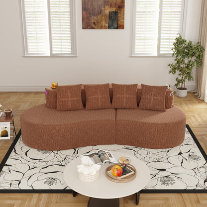 Modern Curved Sectional 3 Seat Minimalist Elegant Half Moon Sofa Compressed Modular Sectional Sofa for Living Room, Office, Apartment image 9