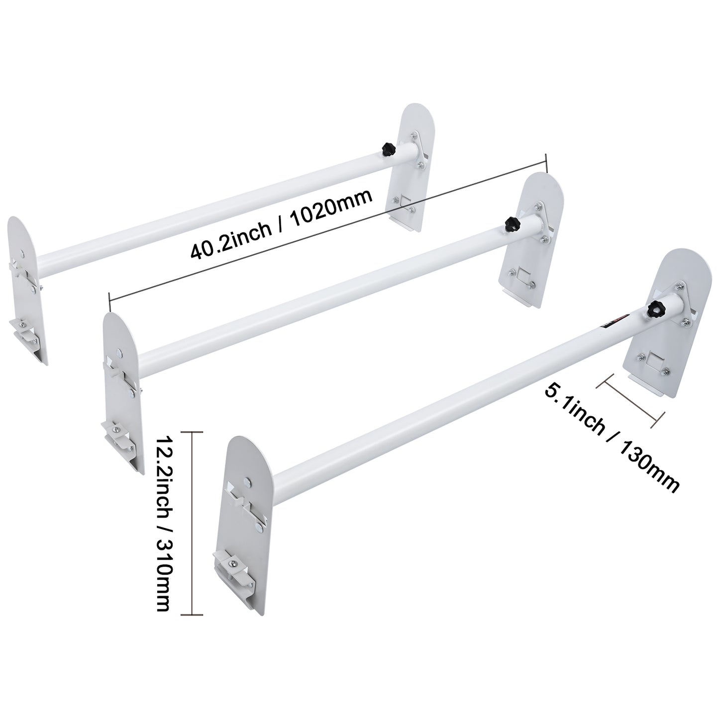 Van Roof Ladder Rack, 3 Bars Alloy Steel Roof Racks, 750 LBS Capacity Rain-Gutter Roof Rack, Adjustable Length 40.2" to 74.8", Van Ladder Rack Compatible with Chevrolet Express, GMC Savana, etc image 4
