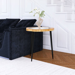 Small Side Table Coffee Table Bedside Table Night Stand for Living Room Bedroom & Balcony, MDF, Metal Legs ,Easy to Assemble