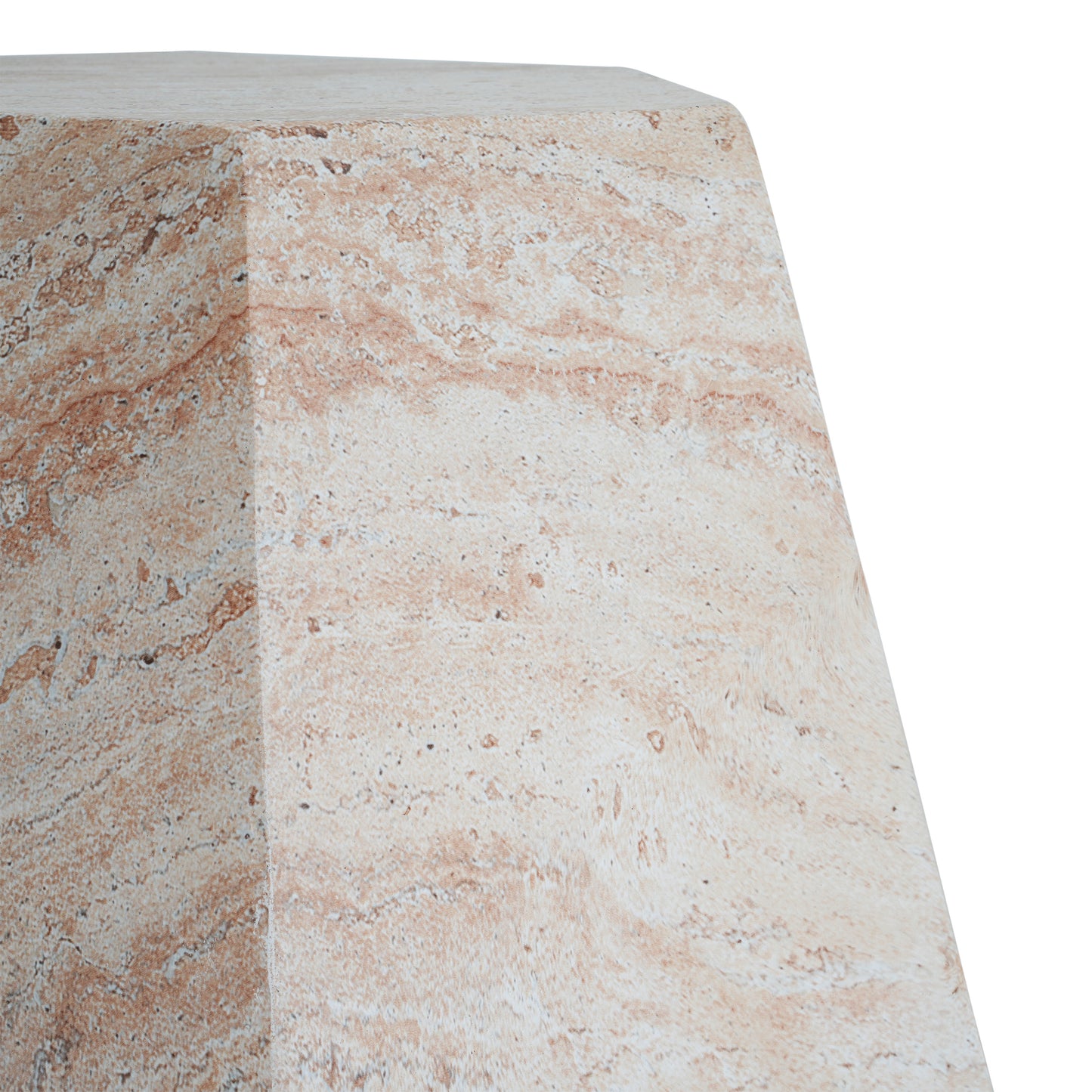Outdoor/Indoor Lightweight Concrete Side Table,Hexagonal Round Travertine Accent Table image 10