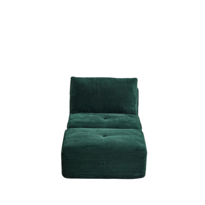 Modern Memory Foam Compressed Sofa,Single Chaise Longue for Living Room,Pet-Friendly Cloud Modular Sectional Sofa,Corduroy Fabric,Movable Ottoman,No Assembly required,Green image 12