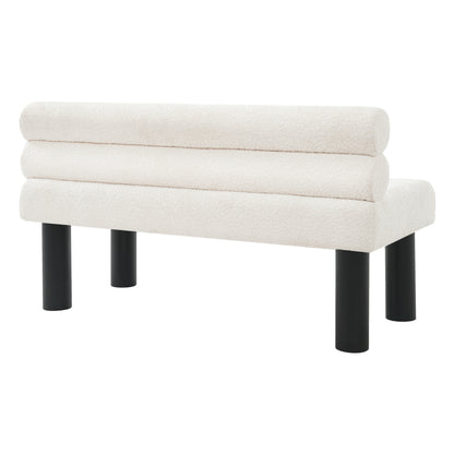 Upholstered Dining Bench, End of Bed, Entryway Bench, Ottoman for Dining Room, Bedroom, Living Room, Rubber Wood Leg 300 LBS Support, Beige image 9