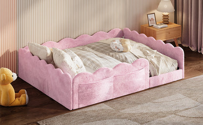 Full Size Upholstered Floor Bed, Pink image 8