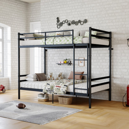 Bunk Bed with Ladder and high Guardrail Metal Bunk Bed, Storage Space, Noise Free,Twin Over Twin Size,BLACK image 1