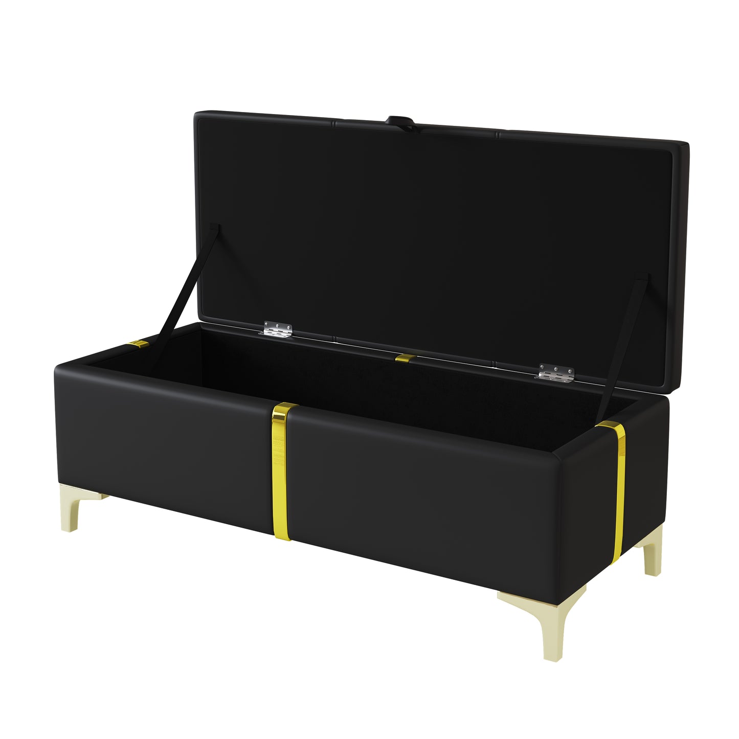 2-Pieces Bedroom Sets,Queen Size Upholstered Platform Bed with Hydraulic Storage System,Storage Ottoman with Metal Legs,Black(Old SKU:N733S207778B) image 9