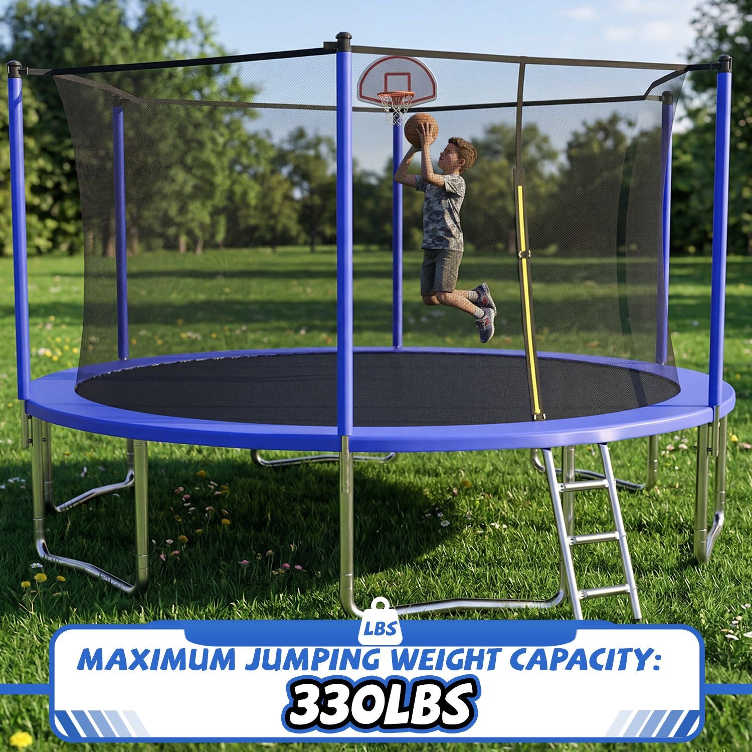 14FT for Kids Children with Safety Enclosure Net Outdoor Backyards Large Recreational Trampoline image 4