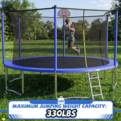 14FT for Kids Children with Safety Enclosure Net Outdoor Backyards Large Recreational Trampoline image 4