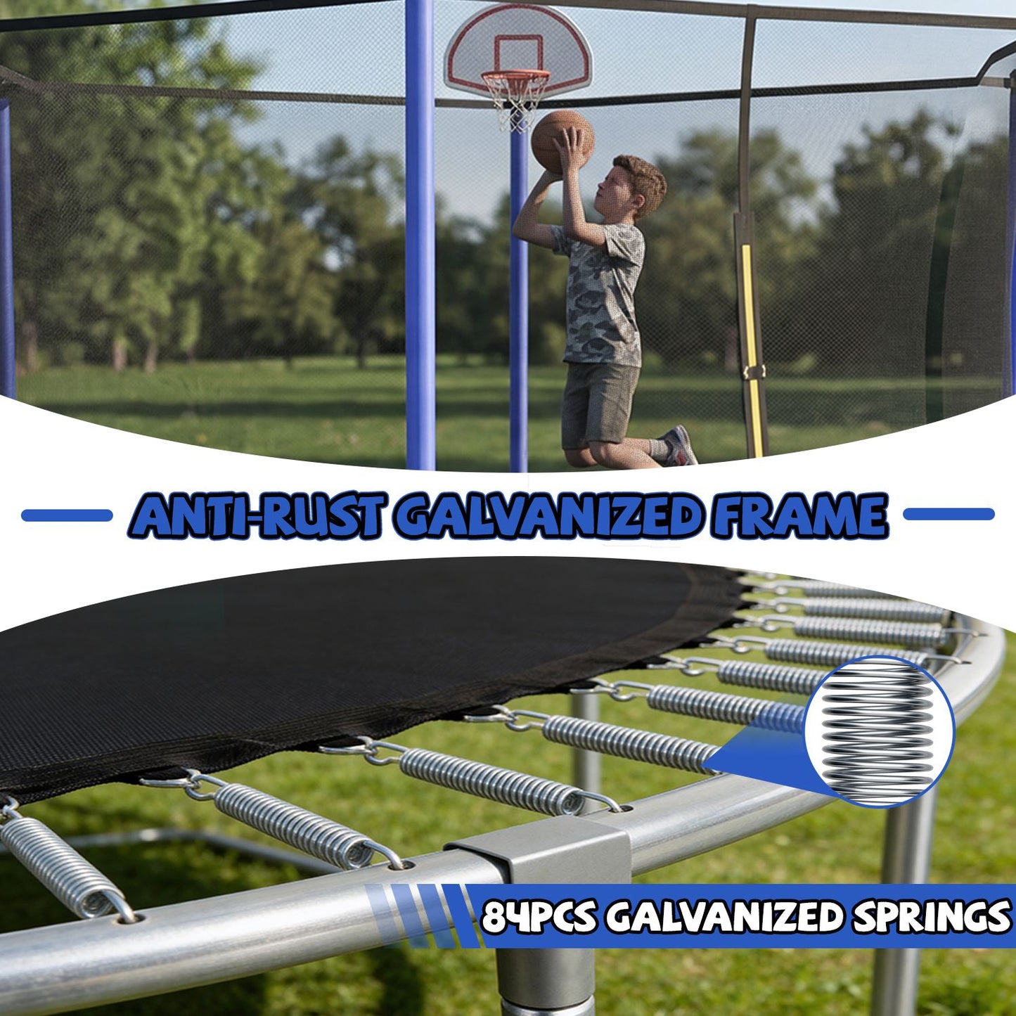 14FT for Kids Children with Safety Enclosure Net Outdoor Backyards Large Recreational Trampoline image 2