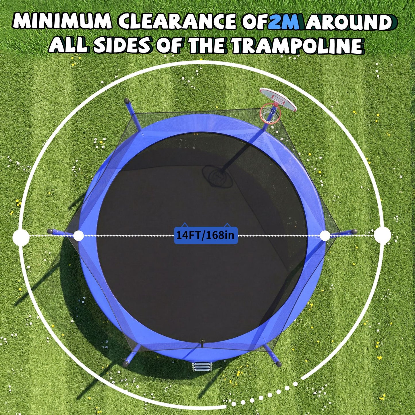 14FT for Kids Children with Safety Enclosure Net Outdoor Backyards Large Recreational Trampoline image 8