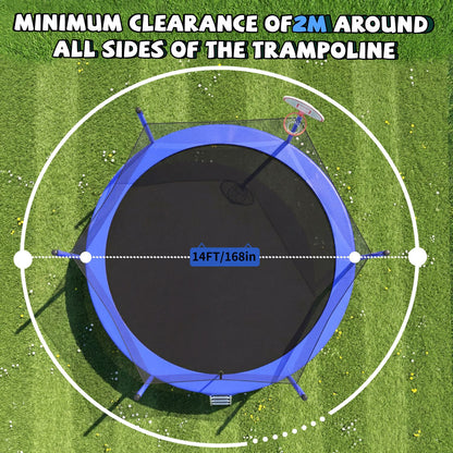 14FT for Kids Children with Safety Enclosure Net Outdoor Backyards Large Recreational Trampoline image 8