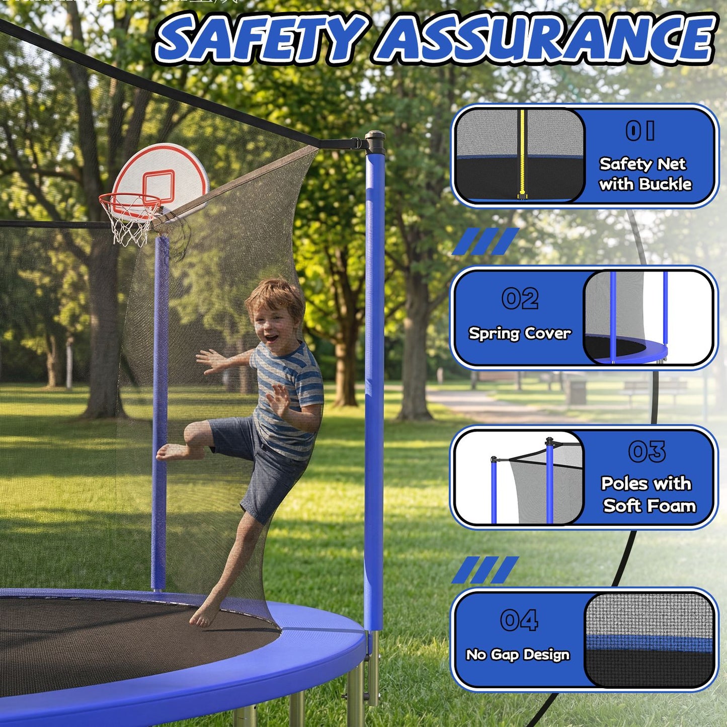 14FT for Kids Children with Safety Enclosure Net Outdoor Backyards Large Recreational Trampoline image 6