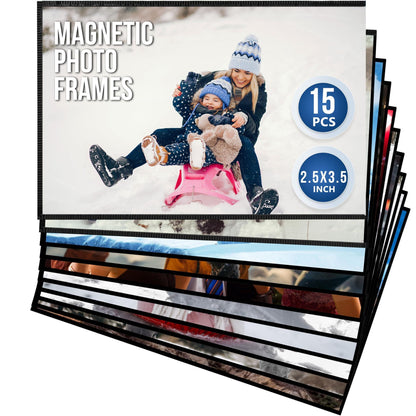 15 Pack 2.5x3.5 inch Magnetic Picture Frames for Refrigetator Wallet Small Magnet Picture Frames for Fridge Magnetic Pho image 1