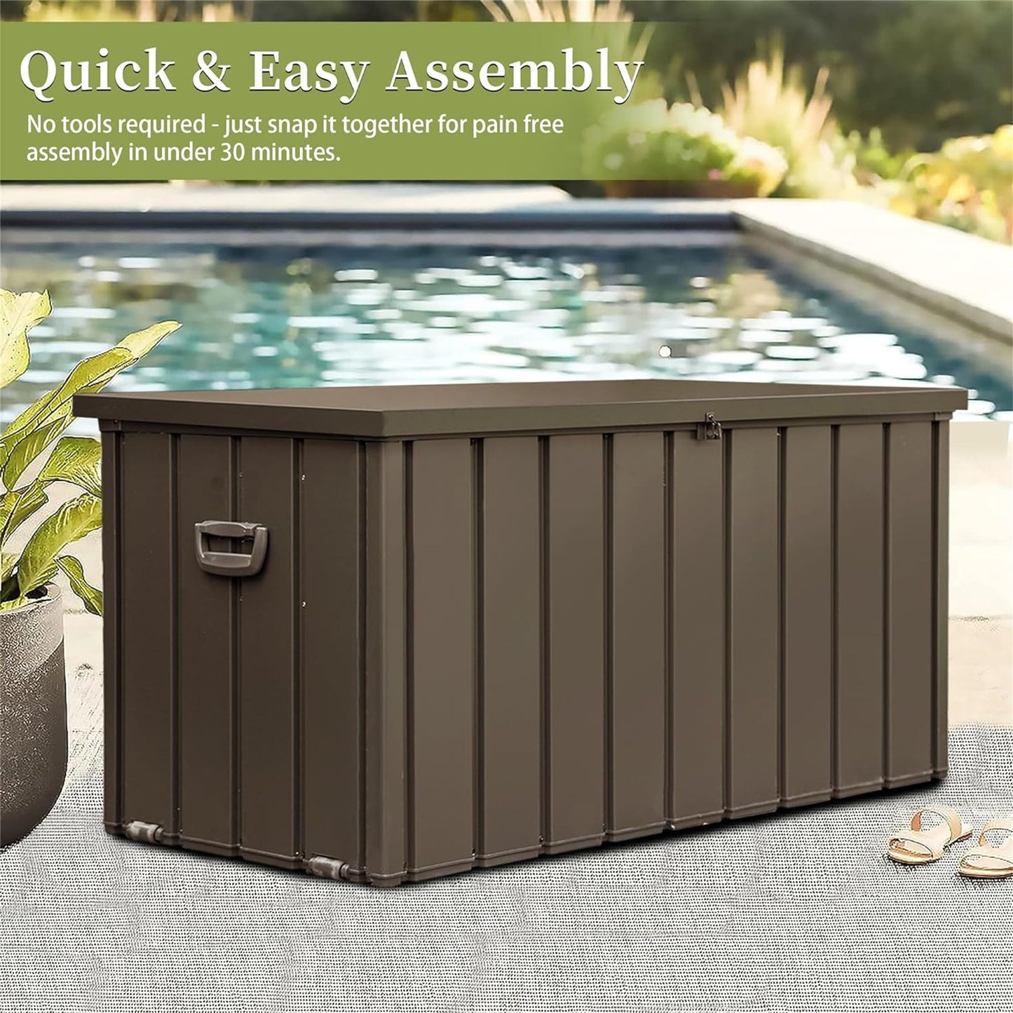 150 Gallon Outdoor Storage Deck Box Waterproof, Large Patio Storage Bin for Outside Cushions, Throw Pillows, Garden Tool image 6