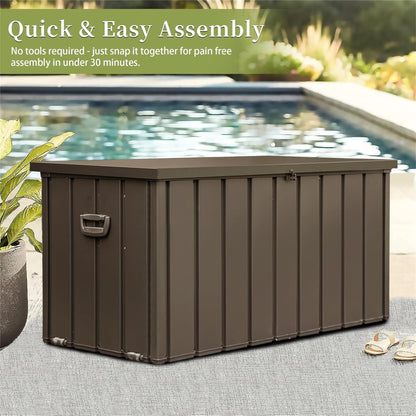150 Gallon Outdoor Storage Deck Box Waterproof, Large Patio Storage Bin for Outside Cushions, Throw Pillows, Garden Tool image 6