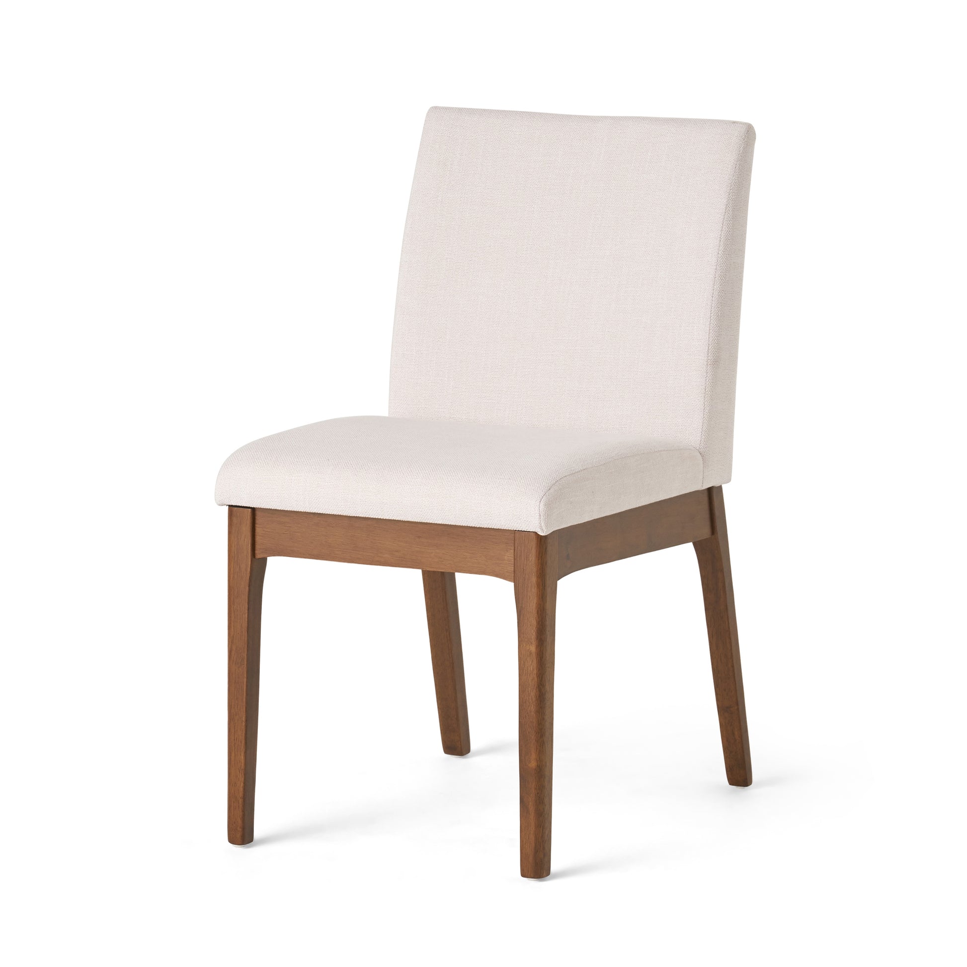 Set of 2 Contemporary Dining Chairs - Upholstered Seat and Backrest, Rubberwood Legs, Walnut + Light Beige (same sku: 58924.00WNT / N759P288155K) image 7