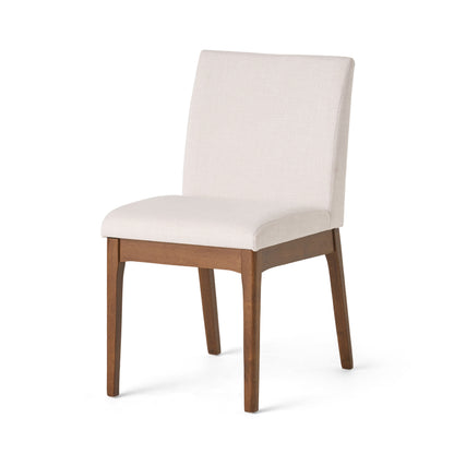 Set of 2 Contemporary Dining Chairs - Upholstered Seat and Backrest, Rubberwood Legs, Walnut + Light Beige (same sku: 58924.00WNT / N759P288155K) image 7