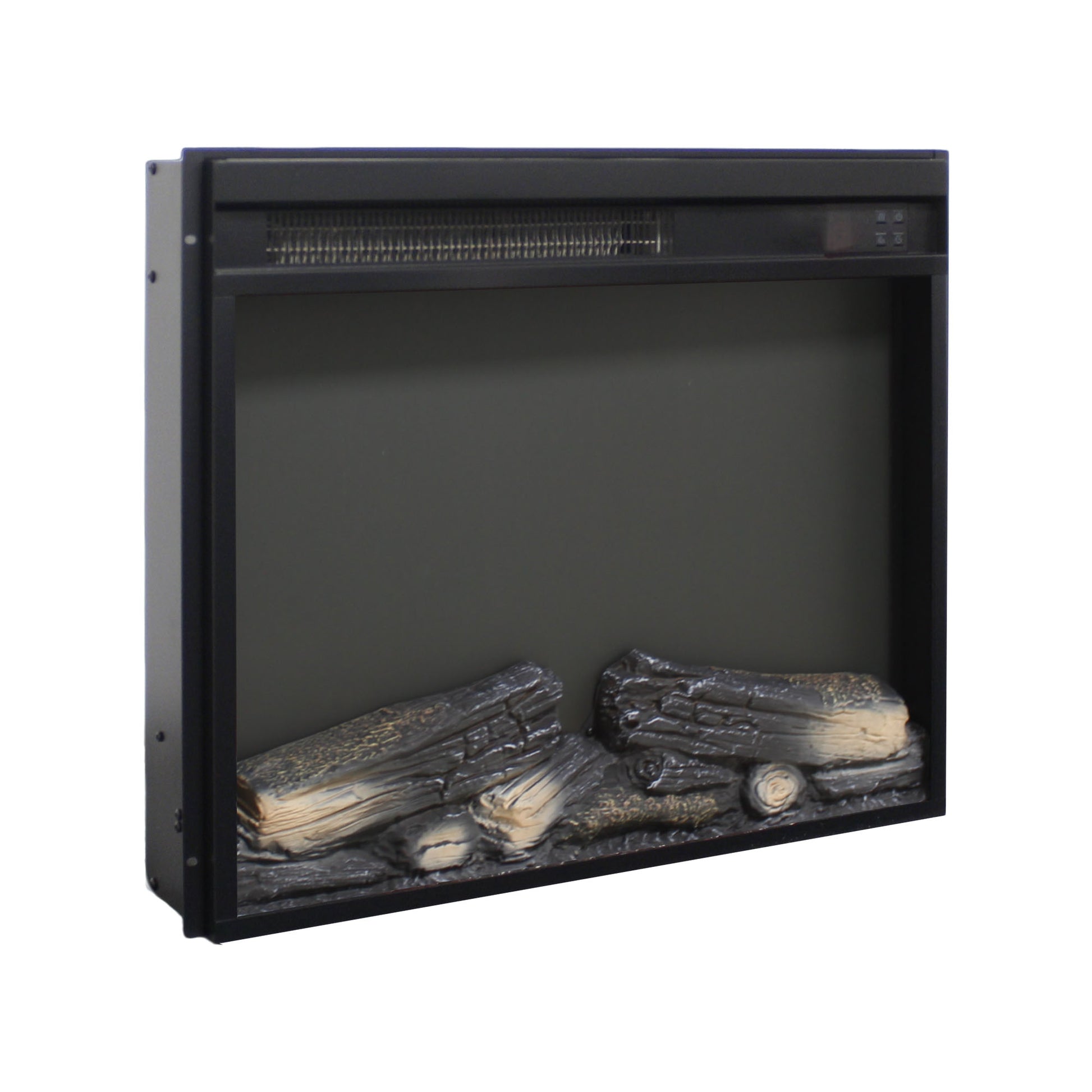 23 inch electric fireplace insert, ultra thin heater with log set & realistic flame, remote control with timer, overheating protection image 6