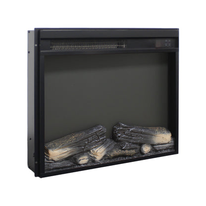 23 inch electric fireplace insert, ultra thin heater with log set & realistic flame, remote control with timer, overheating protection image 6