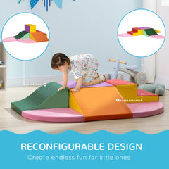 Qaba 6-Pieces Foam Climbing Blocks for Toddlers 1-3 Years, Soft Play Set for Climb and Crawl, Indoor Kids Baby Activity Play Set, Assorted