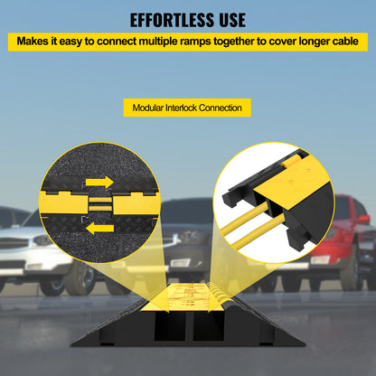 5-Set Rubber Cable Guard, Dual-Channel, Durable 66,000 lbs Capacity, Wire & Hose Protection Speed Bump for Driveways (2-Channel, 5 Sets-66,000 lbs) image 9
