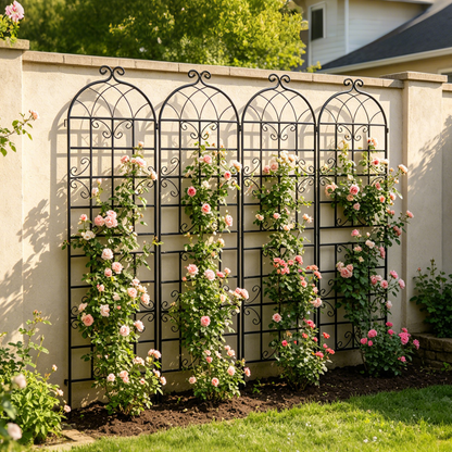 4 Pack Metal Garden Trellis 86.7" x 19.7" Rustproof Trellis for Climbing Plants Outdoor Flower Support Black image 5