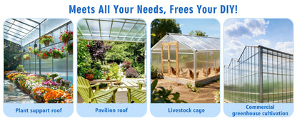 4x2 FT 16PCS Polycarbonate Twin Wall Sheets, Shatterproof UV Blocking Greenhouse Cover Panels, Lightweight Insulated Roof Panels for Outdoor Garden, Patio and Balcony Use image 2
