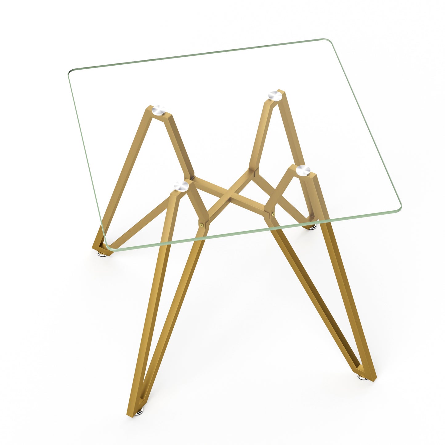 35.4-inch square tempered glass dining table, suitable for 2-4 people, space-saving small kitchen dining table, equipped with sturdy metal table legs,suitable for dining room, living room,Gold image 11