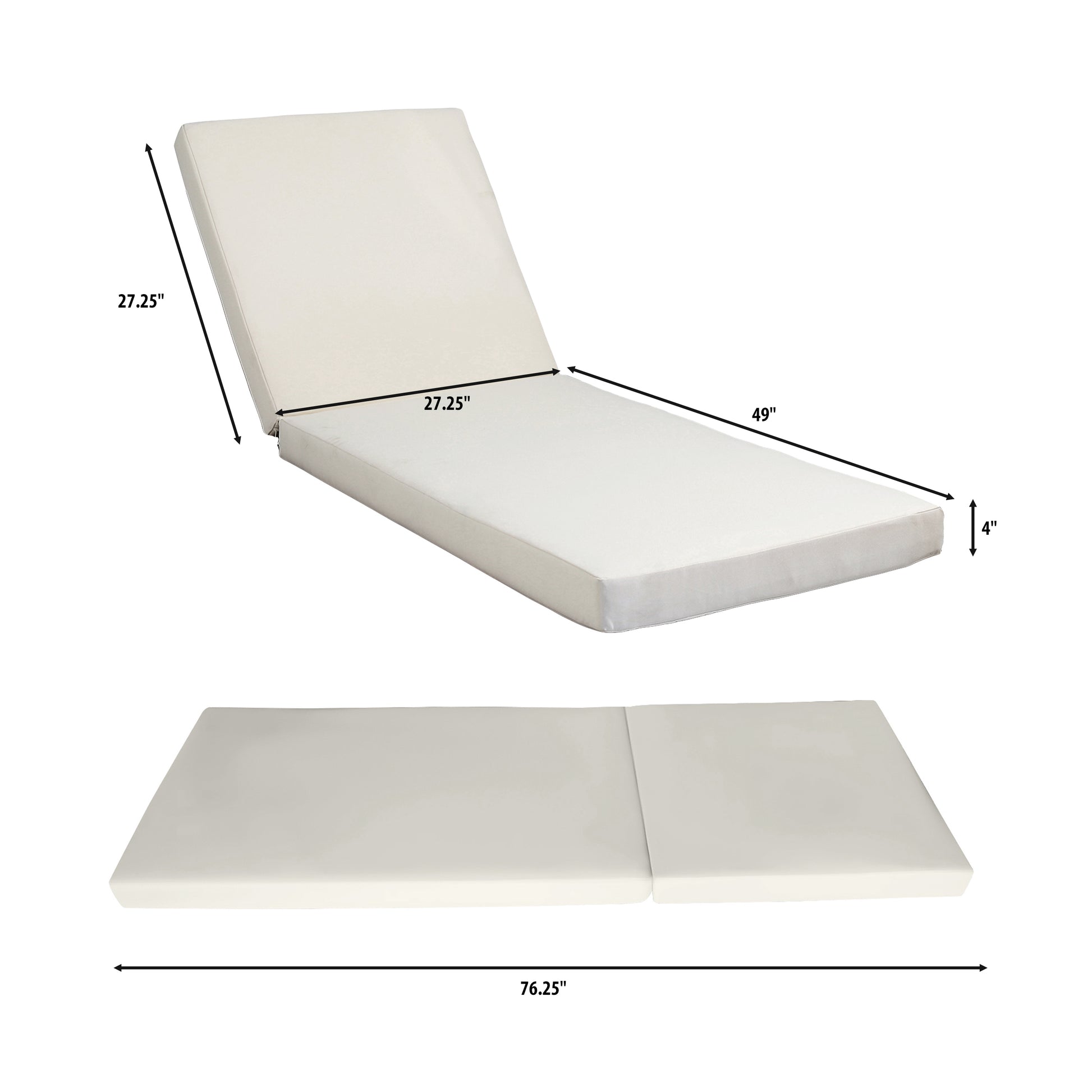 Lounge Chaise Set, Space Available On One Side, Acacia Solid Wood In Black With Lounge Cushion (Cream & Triple Fold) – Matching Dark Grey Version Available image 4