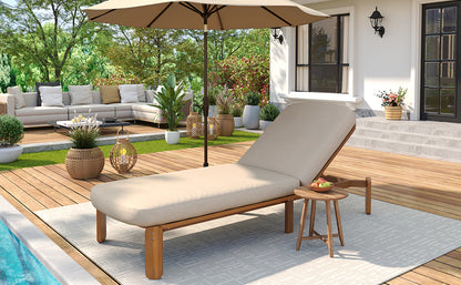 Outdoor Chaise Lounge Adjustable Patio Chaise Outdoor Reclining Chair Pool Lounge Chair with Adjustable Backrest for Patio, Poolside or Beach, Brown image 3