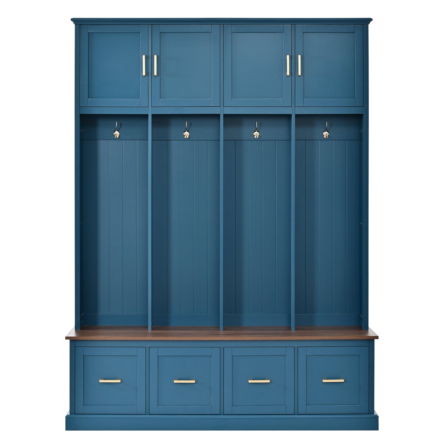 U-Can Farmhouse Entryway Hall Tree with Coat Hooks, Cabinets, and Drawers image 11