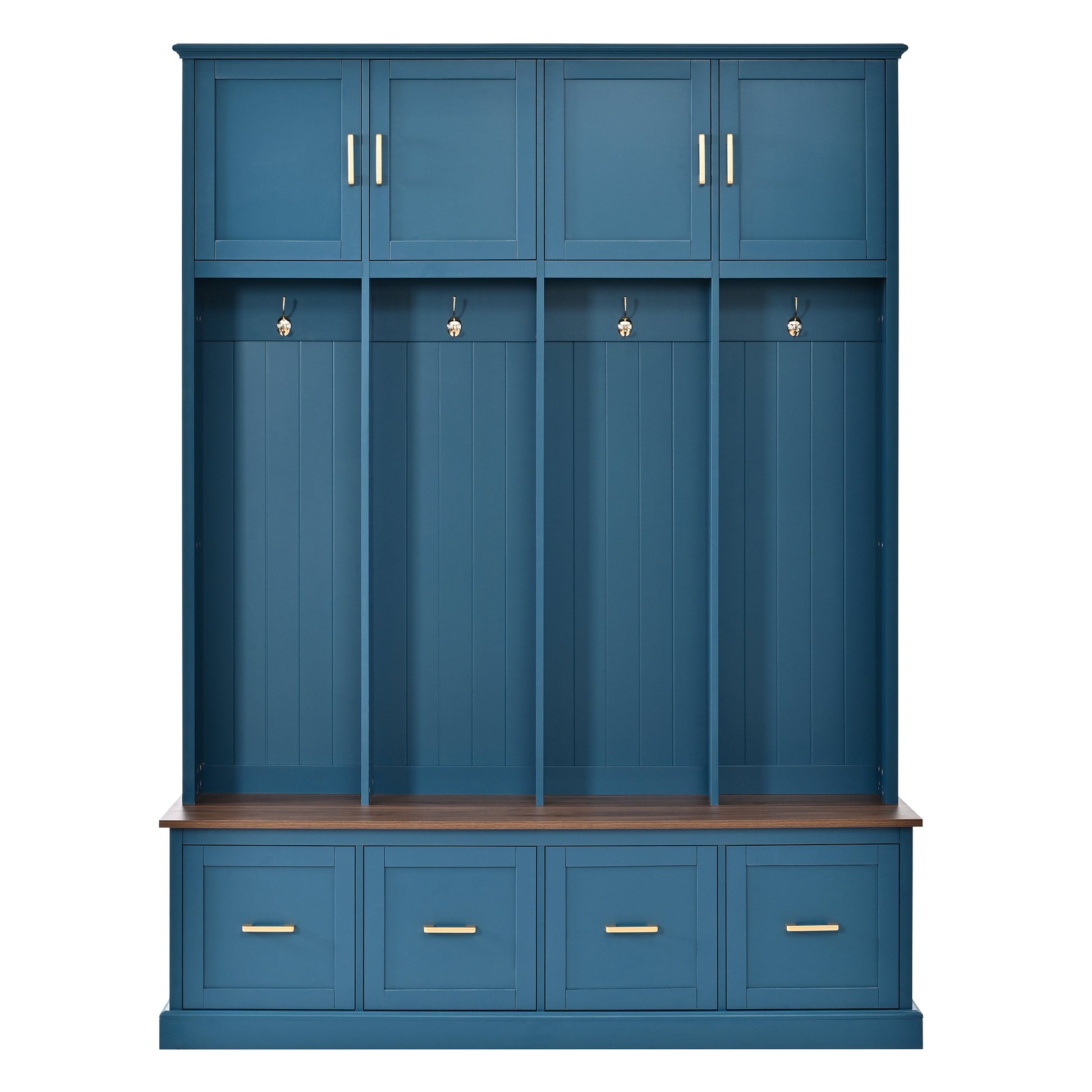 U-Can Farmhouse Entryway Hall Tree with Coat Hooks, Cabinets, and Drawers image 11