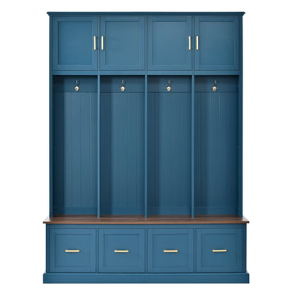 U-Can Farmhouse Entryway Hall Tree with Coat Hooks, Cabinets, and Drawers image 11