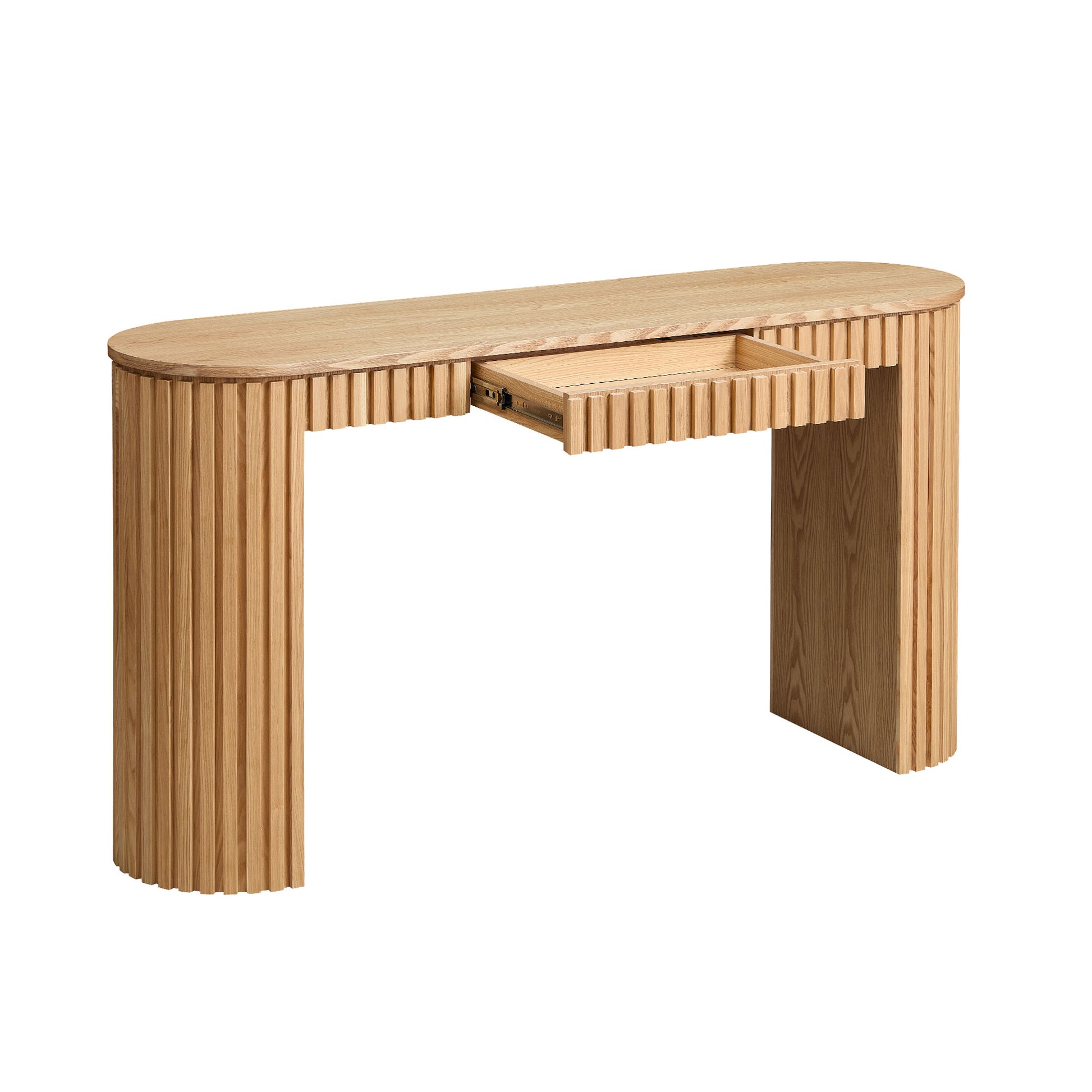59.05'' Modern Console Table With Drawer for Entryway with Unique Vertical Stripe Design for Living Room Hallway Foyer Entrance Study,NATURE(Same Sku:W876P439955) image 1