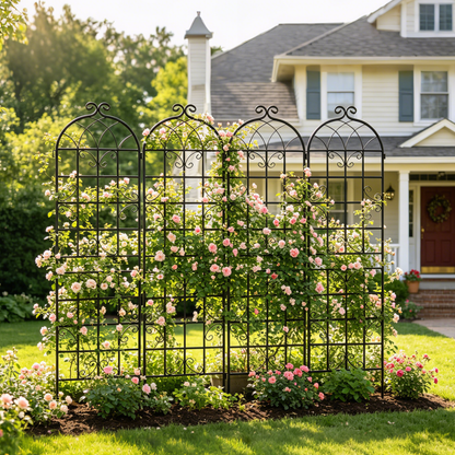 4 Pack Metal Garden Trellis 86.7" x 19.7" Rustproof Trellis for Climbing Plants Outdoor Flower Support Black image 6