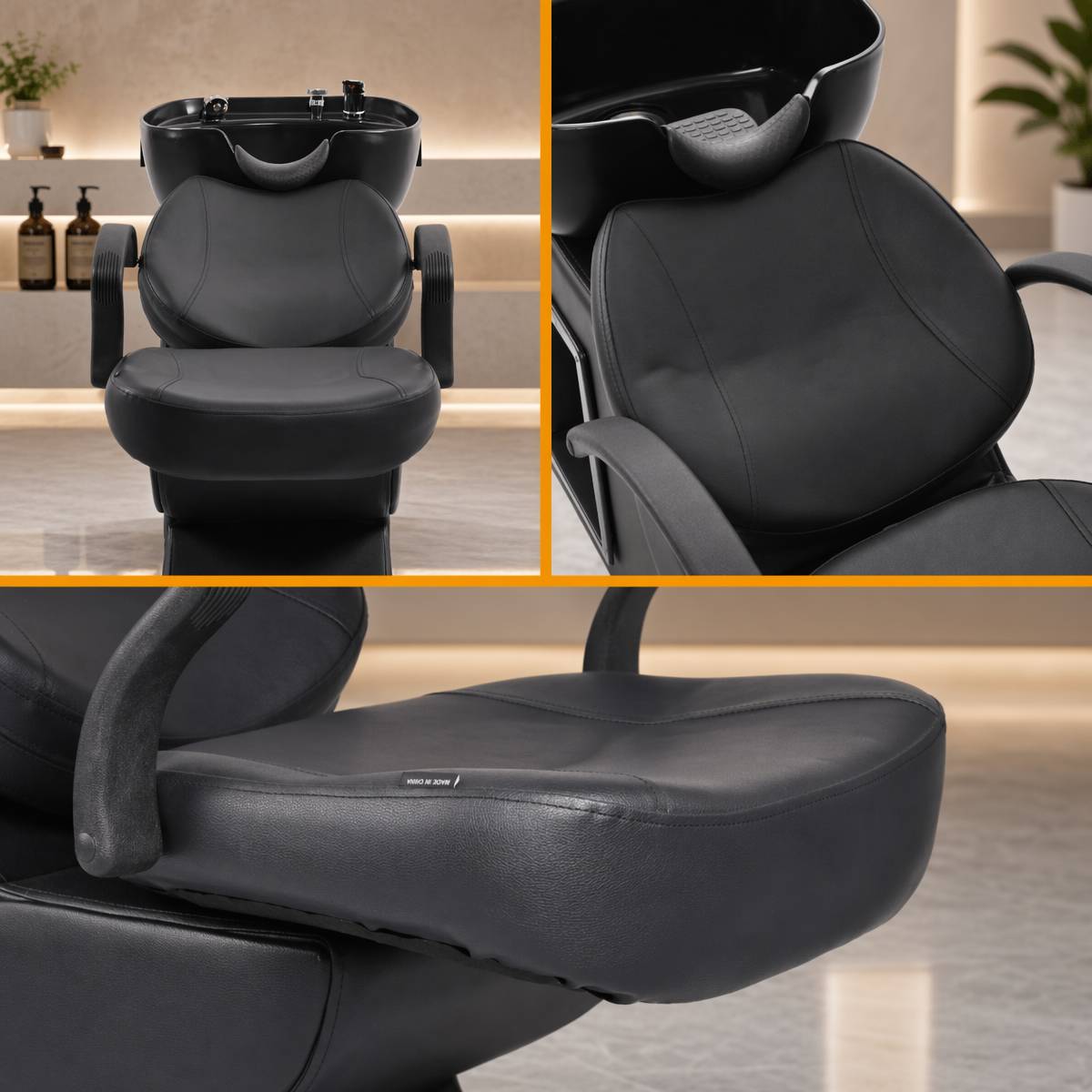 New Backwash Barber Chair ABS Plastic Shampoo Bowl Sink Unit Station Spa Salon Equipment,Black image 5