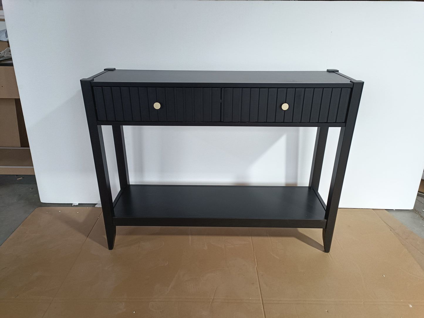 29.53" Tall Console Table with Drawers, Narrow Wood Accent Sofa Table Entryway Table with Storage Shelf for Entryway, Front Hall, Hallway, Living Room, Black image 3