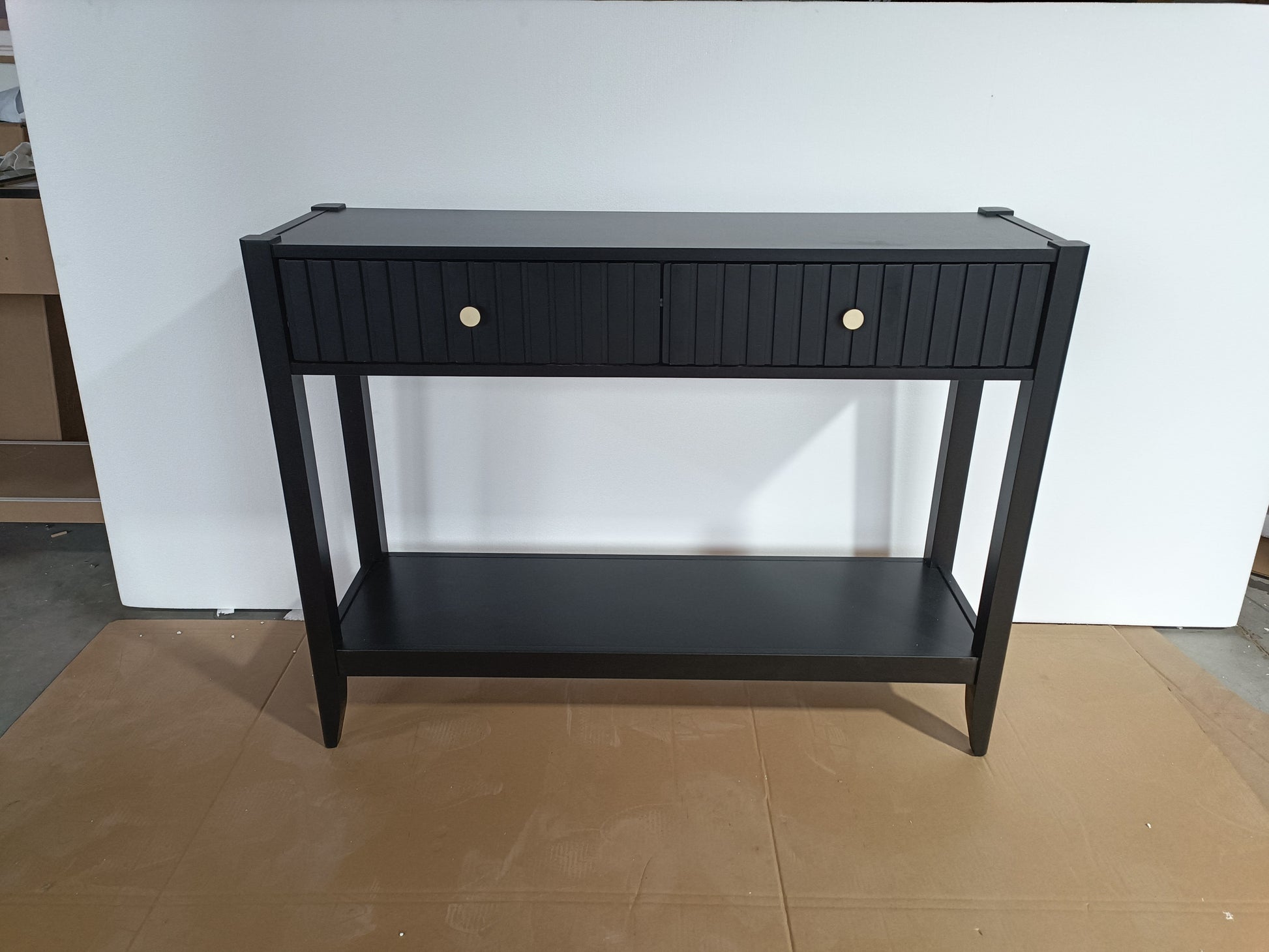 29.53" Tall Console Table with Drawers, Narrow Wood Accent Sofa Table Entryway Table with Storage Shelf for Entryway, Front Hall, Hallway, Living Room, Black image 3