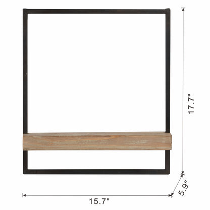 15.7" x 5.9" x 17.7" Iron and Wood Wall Shelf, Wall Hanging Decor, Home Decor Accent image 6