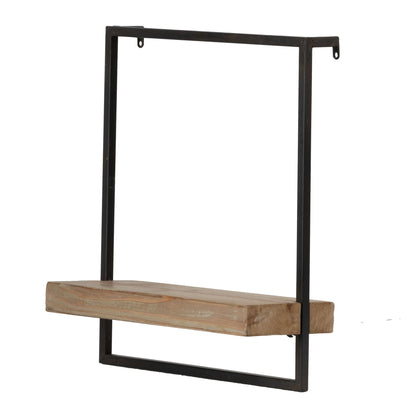 15.7" x 5.9" x 17.7" Iron and Wood Wall Shelf, Wall Hanging Decor, Home Decor Accent image 1