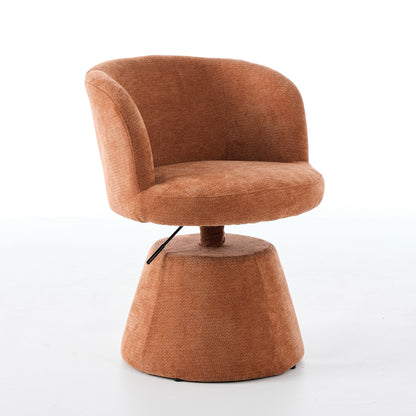 Adjustable Height 360° Swivel Bar Stool, Modern Chenille Upholstered Round Dining Chair, Ergonomic Accent Vanity Chair for Bedroom,Kitchen Island & Pub, Single Pack, Terracotta & Orange color,SW1878OG image 3